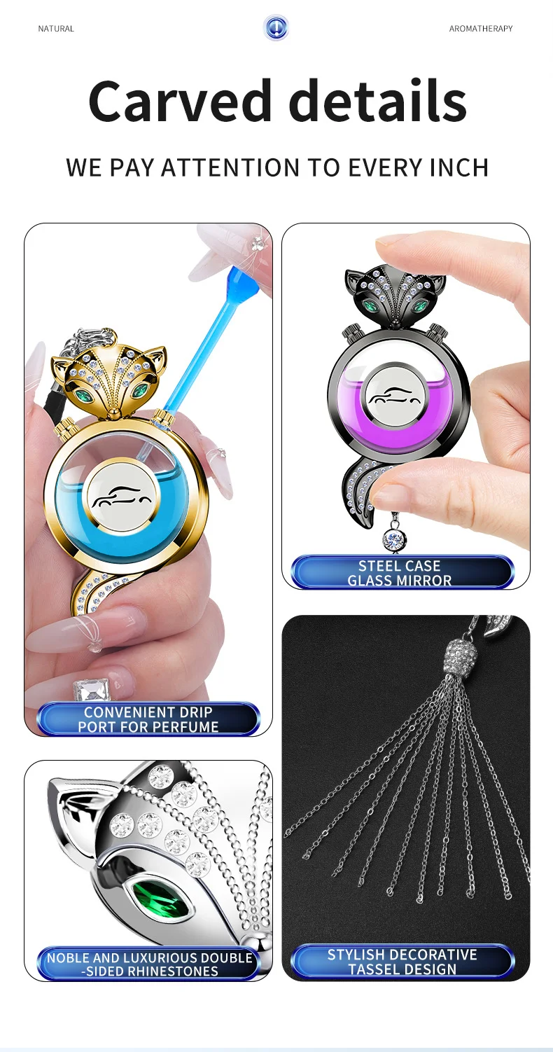 Car perfume pendant high-end fox diamond car interior decoration fragrance essential oil pendant