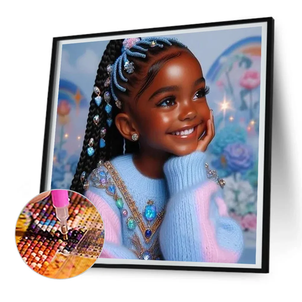 Diamond Painting - Full Round Drill - Black Girl(Canvas|30*30cm)