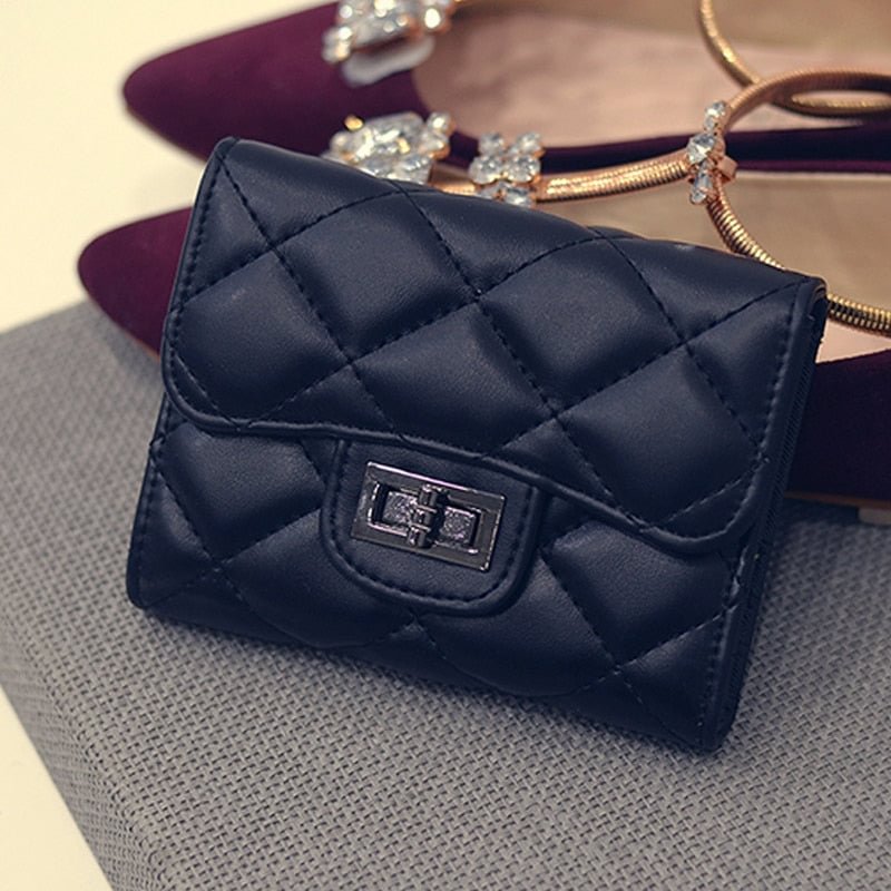 էѧӧܧ Hot Coin Purse Short 3 Folding Small Wallet Women Credit Card Holder Case Lady Leather Case Money Bag Cute Wallet