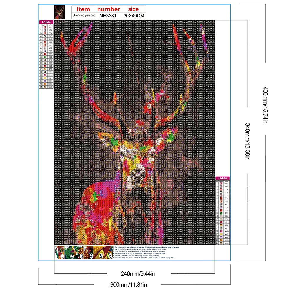 Full Round Diamond Painting 30*40cm - Splash Paint Elk