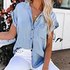 Women's Elegant Denim Short Sleeve Blouse