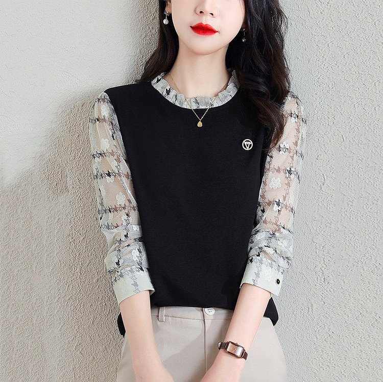 Black Long Sleeve Elegant Shirts & Tops
