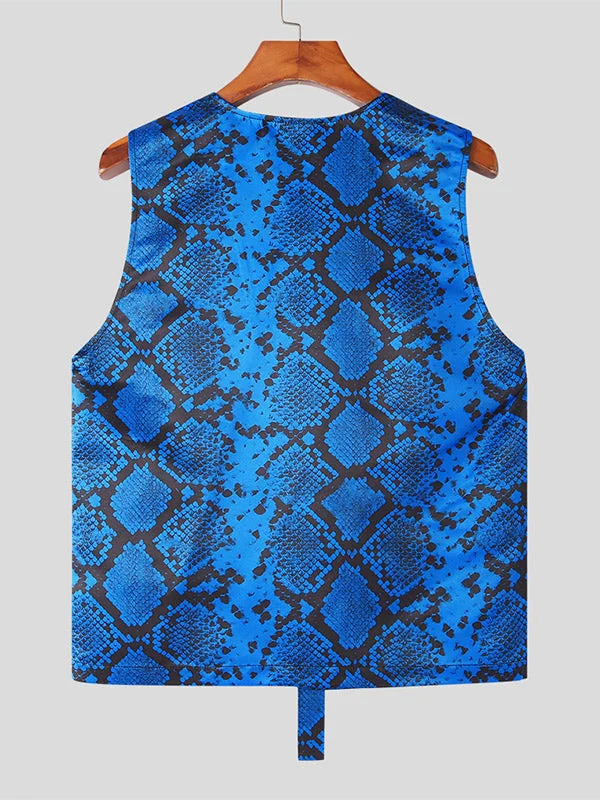 Aonga - Mens Snake Print Sleeveless Vest Waistcoat J aonga