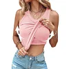 💥Chicme Round Neck Built-in Bra Ribbed Tank Top Fit Casual Comfortable