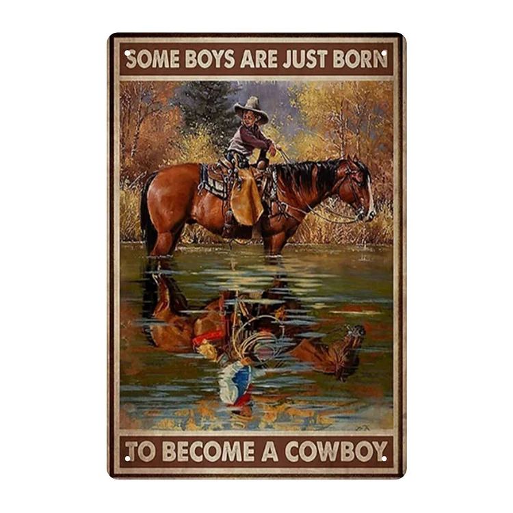 Cowboy - enseigne vintage en étain - 7.9x11.8 & 11.8x15.7inch