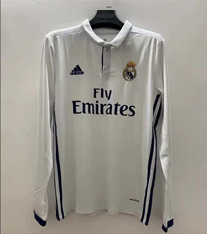 2016/2017 Retro Long Sleeve Real Madrid Home Football Shirt1:1 Thai Quality