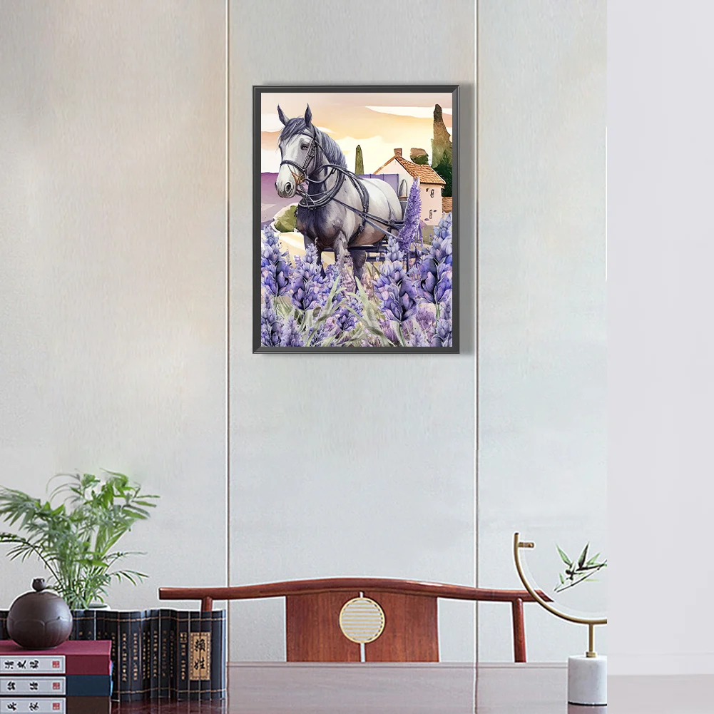 Diamond Painting - Full Round Drill - Lavender Horse(30*40cm)