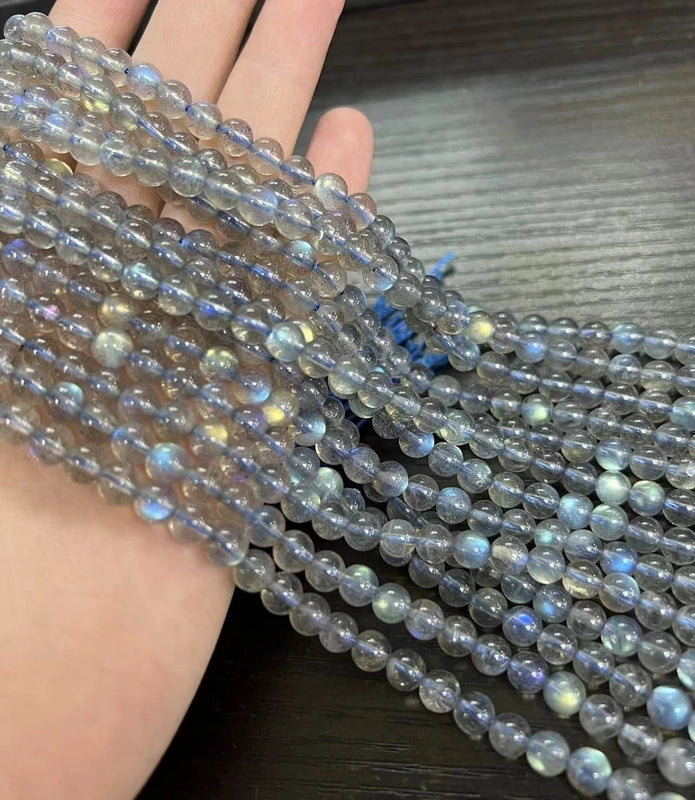 1 Piece Diameter 4mm Diameter 5mm Diameter 6 Mm 1-1.5mm Beaded Natural Stone Labradorite Round Beads