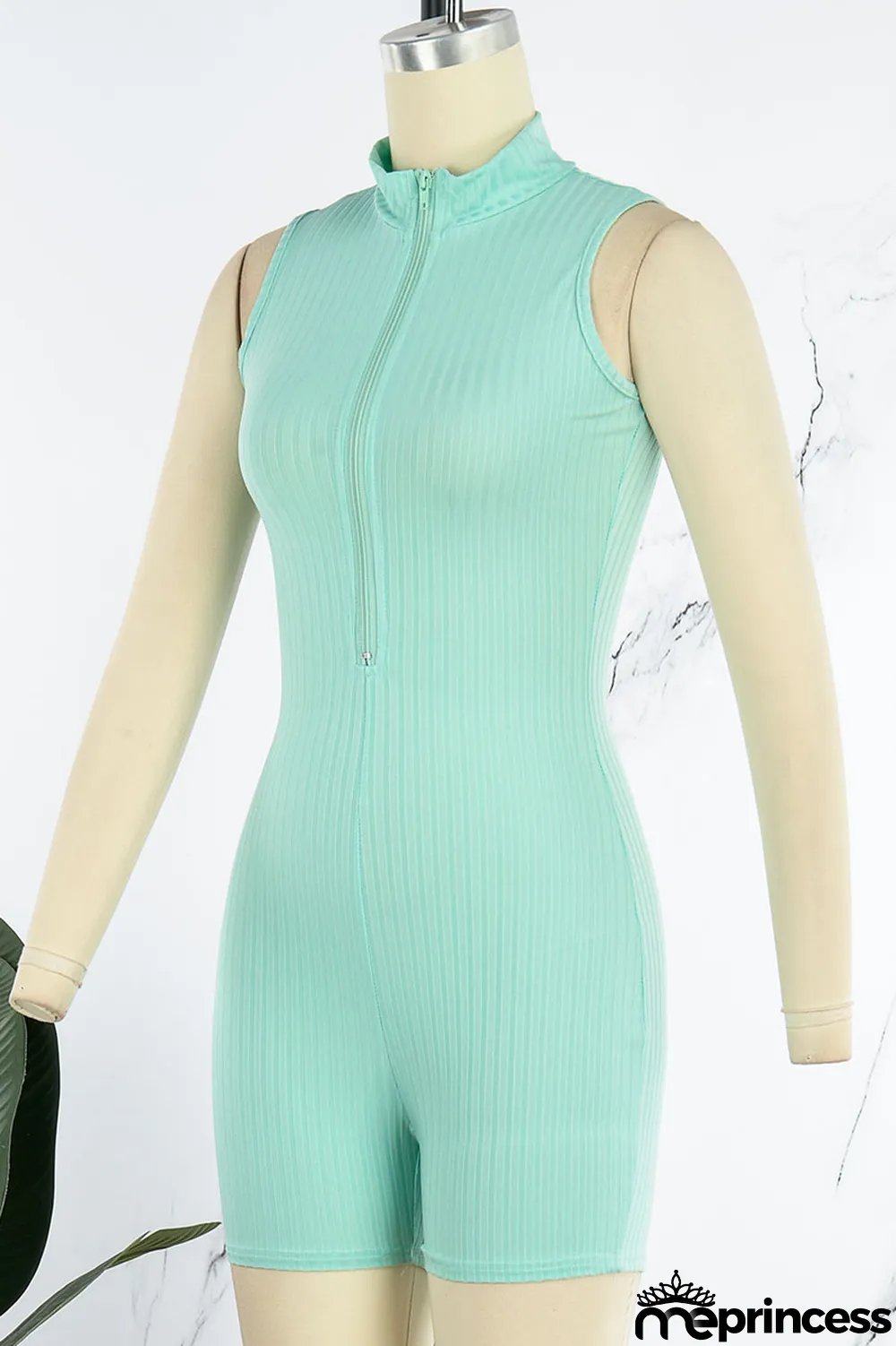 Pink Casual Solid Patchwork Zipper Collar Skinny Jumpsuits