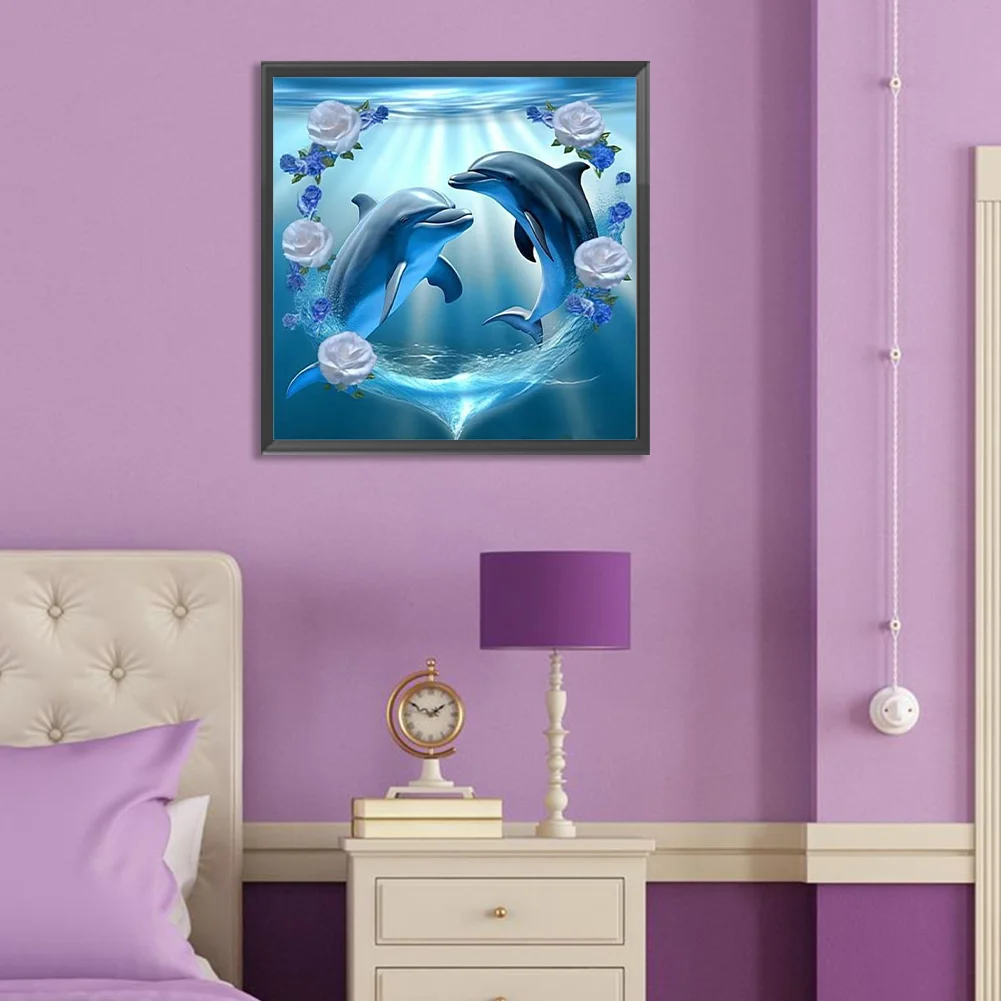 Diamond Painting - Full Round Drill - Dolphin(Canvas|30*30cm)