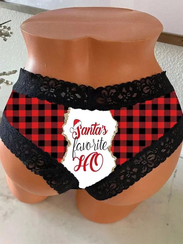 Christmas Santa's Favorite HO Plaid Panties