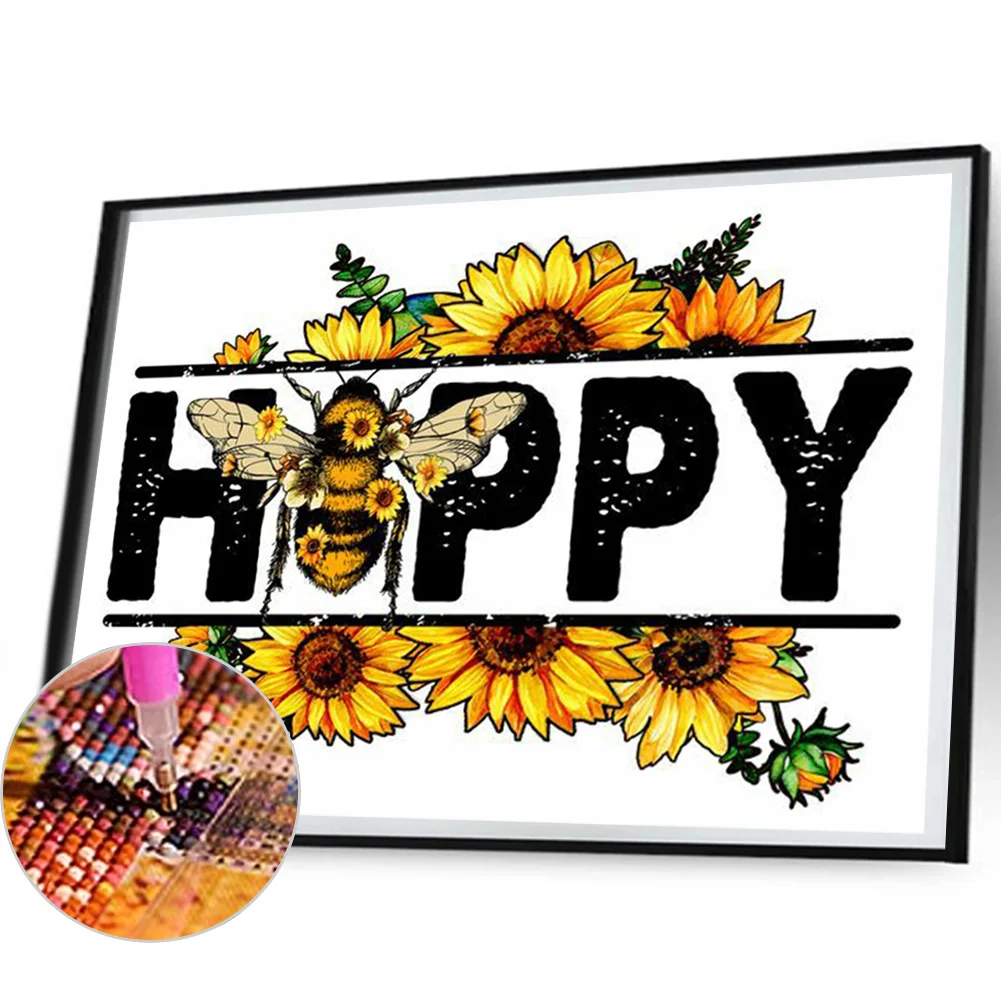 Full Round Diamond Painting 50*40cm - Bee Calligraphy And Painting