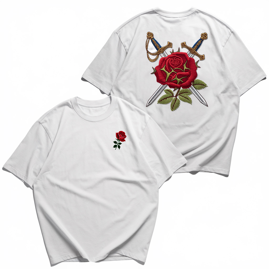 White Rose Embroidery T-Shirt