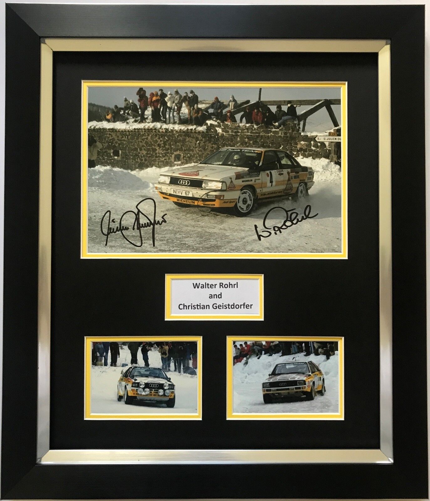 WALTER ROHRL AND CHRISTIAN GEISTDORFER HAND SIGNED FRAMED Photo Poster painting DISPLAY AUDI.