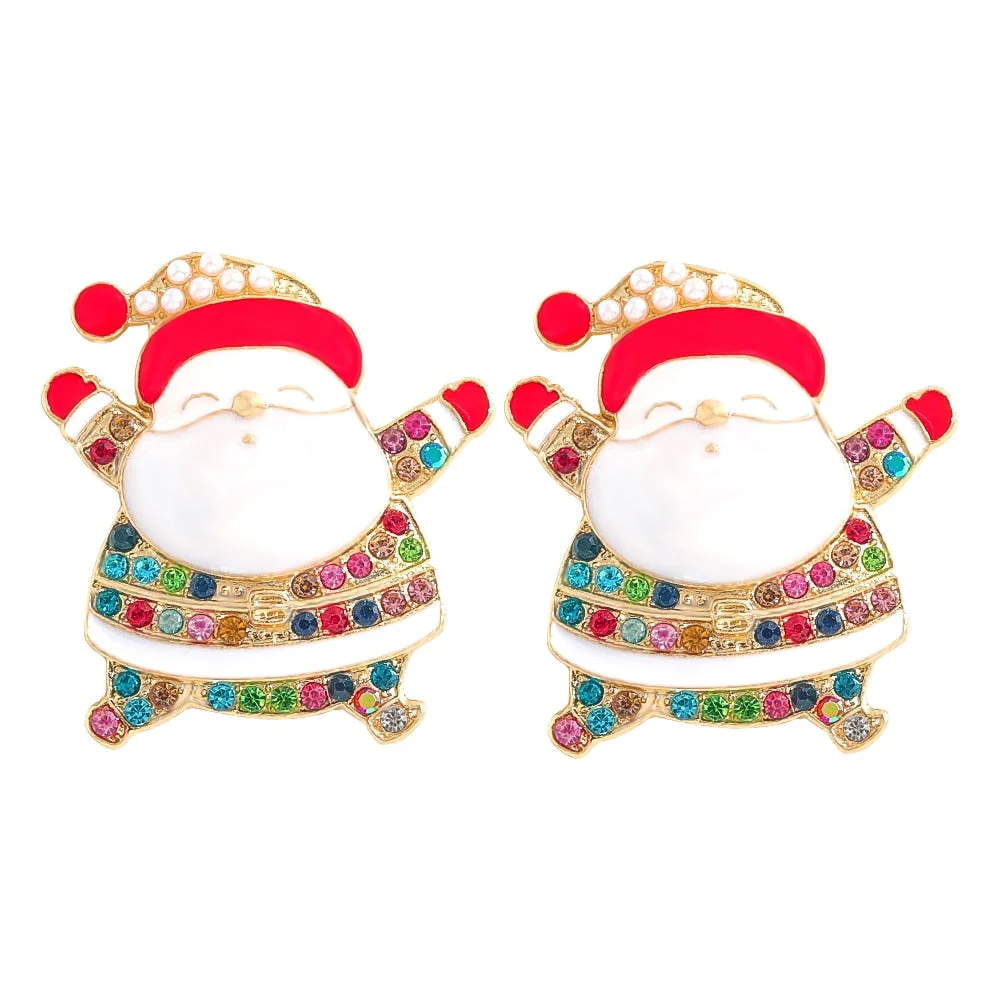 Dvacaman Sparkle Christmas Tree Candy Cane Gingerbread House Christmas Cactus Snowman Santa Drop Earrings For Women Cute Jewelry