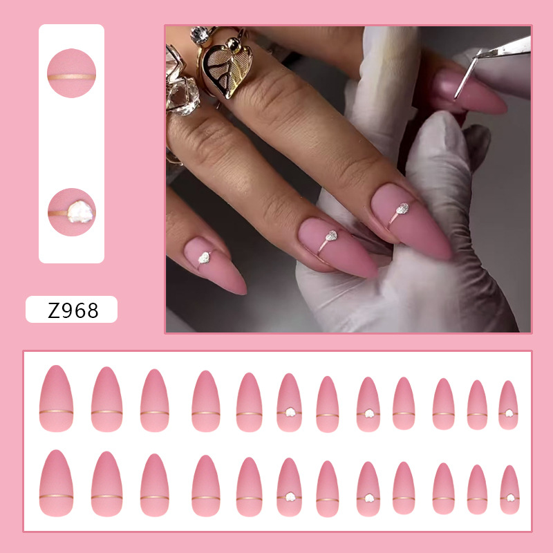 Wendeku Camellia Press On Nails – Pink Gradient Glossy Simple Nails  