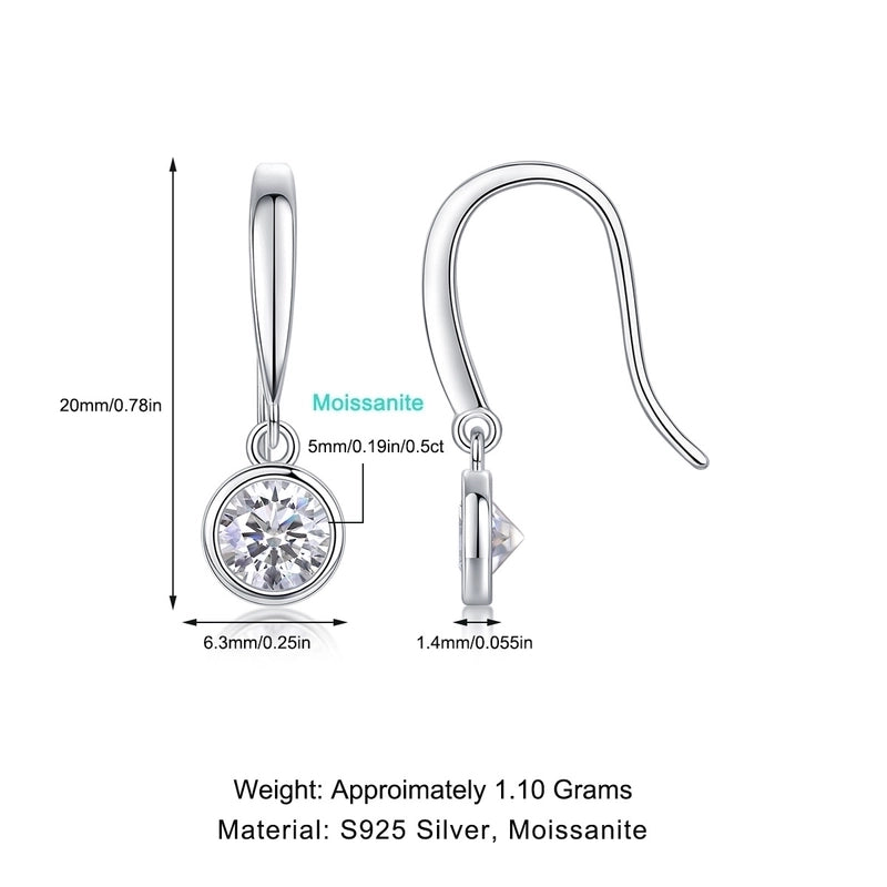 1 Pair 925 Sterling Silver Moissanite Geometric Drop Earrings