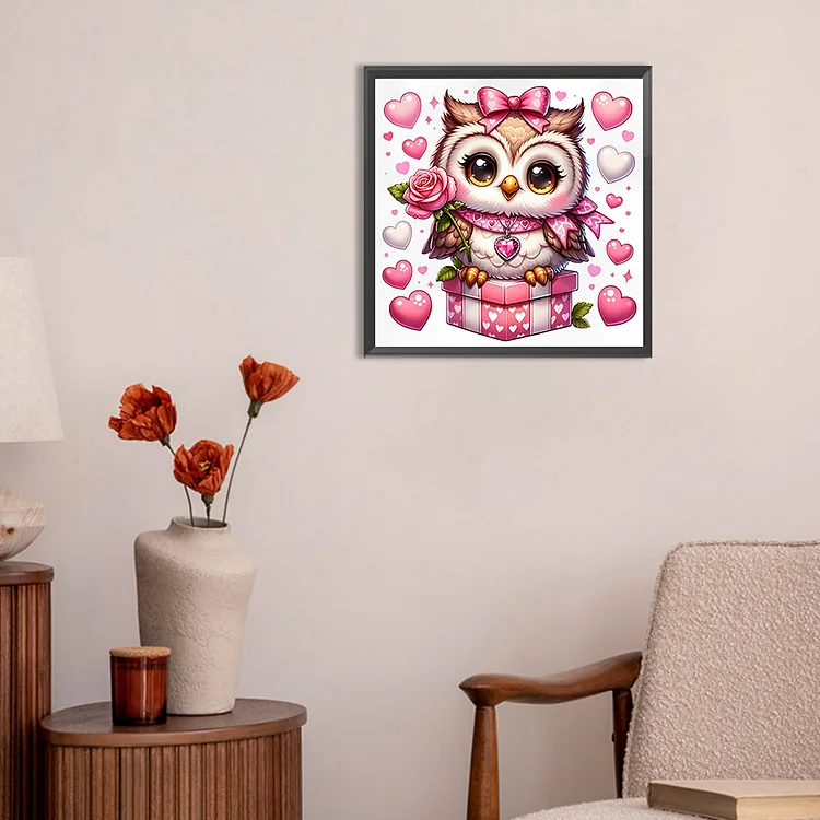 Diamond Painting - Full Round - Valentine Love Owl(30*30cm)-1116029.09