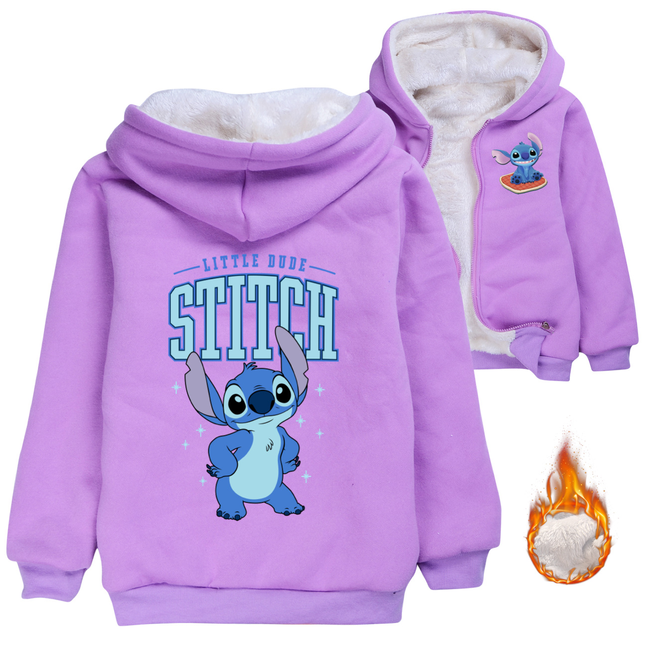 Stitch-Themed Kids' Winter Zipper Jacket for Boys and Girls - Cozy Cotton Coat 3554 -Mayoulove