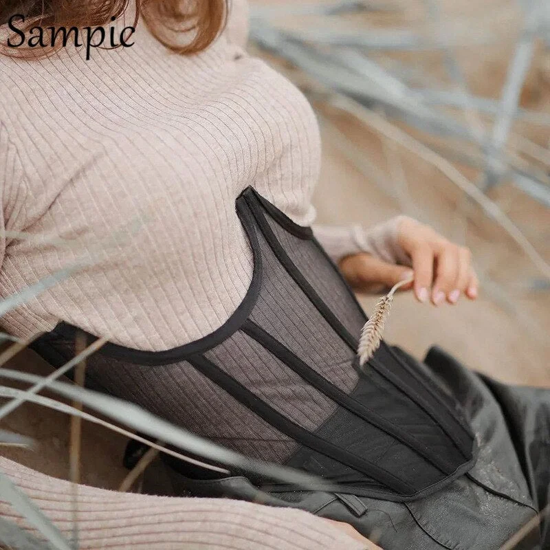 Sampic Autumn Summer Fashion Club Sexy Women Corset Tops 2020 Sleeveless Bandage White Crop Tops Ladies Casual Black Tank Tops