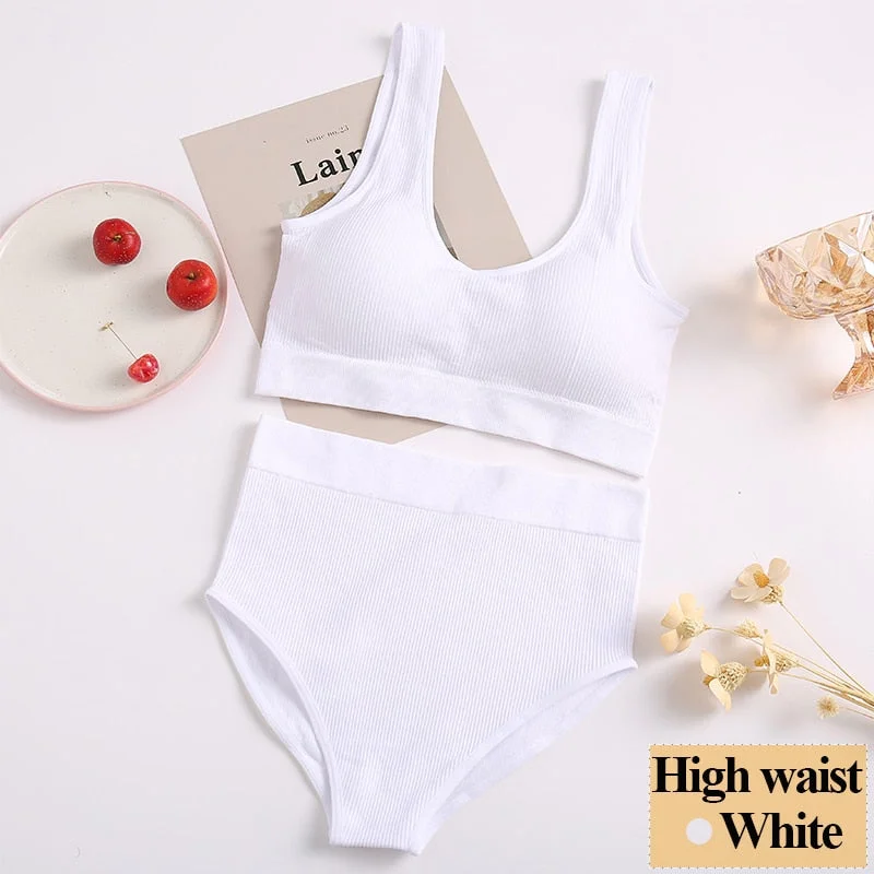 Women Bra Set Female Tube Tops Tank + Panties Vest U-Shaped Back Underwear Seamless Lingerie Female Bralette Backless Crop Tops