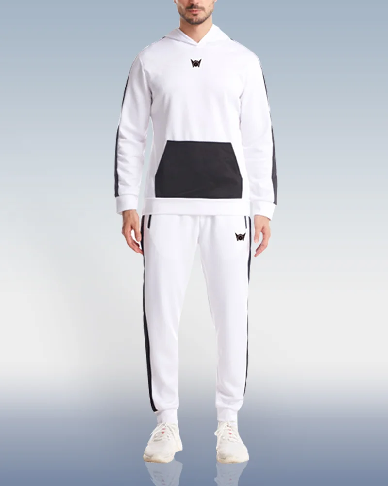 Men's white sweater trousers two-piece set 002