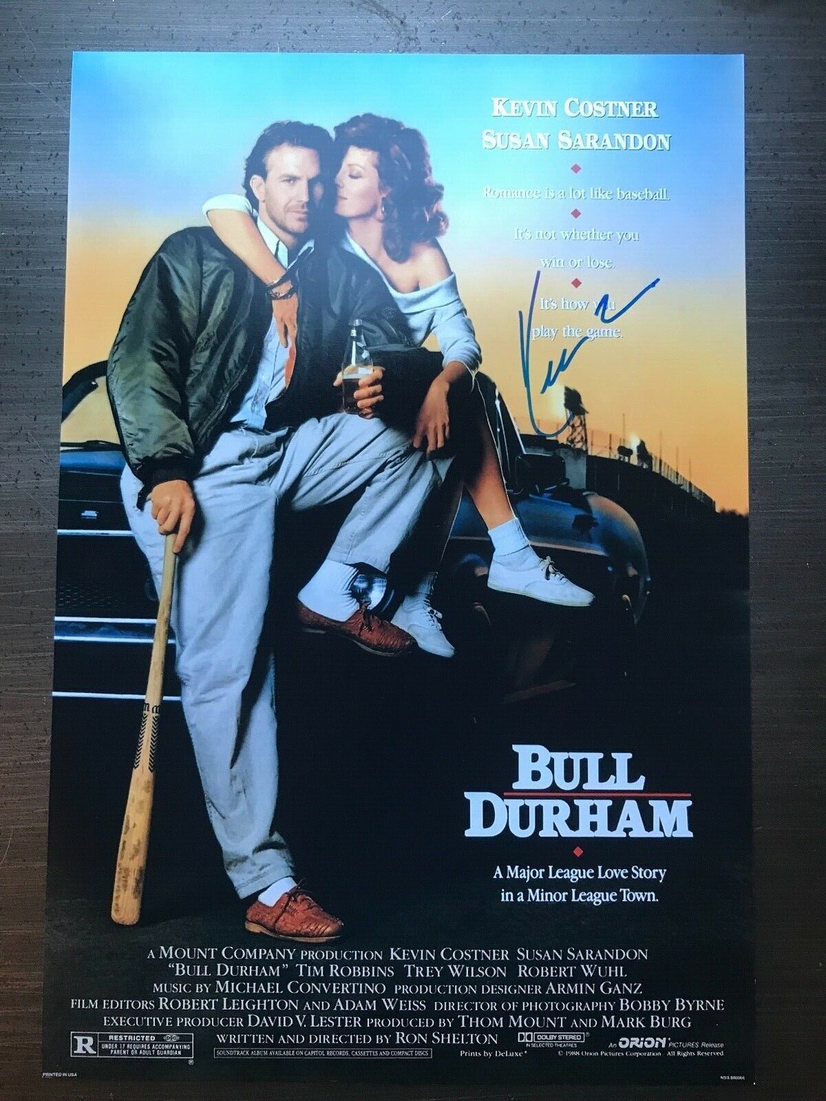 * KEVIN COSTNER * signed 12x18 Photo Poster painting poster * BULL DURHAM * CRASH DAVIS * 1