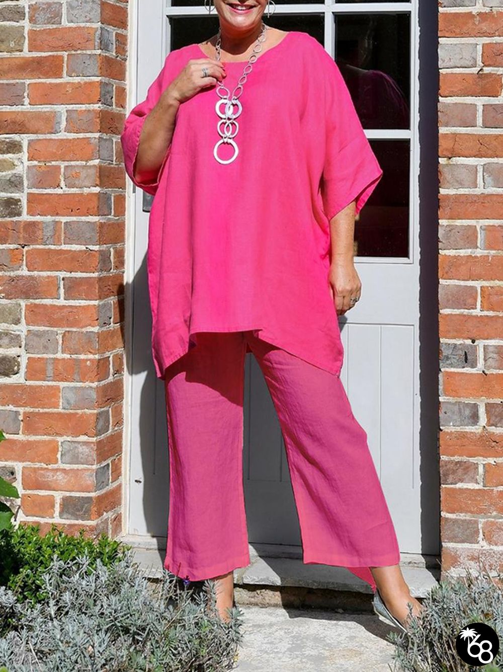 Fashion Loose Simple 3/4 Sleeve Two-Piece Suit | 168DEAL