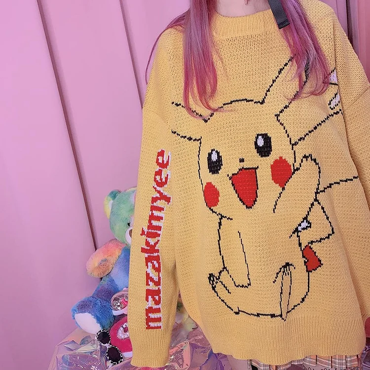 Yellow/Pink/Blue Kawaii Cartoon Sweater SP14492