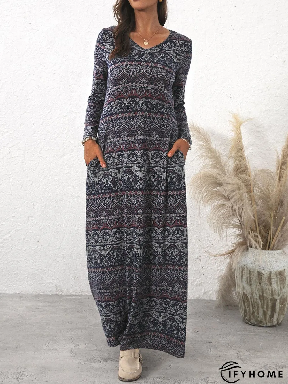 Vacation V Neck Cotton-Blend Maxi Dress | IFYHOME