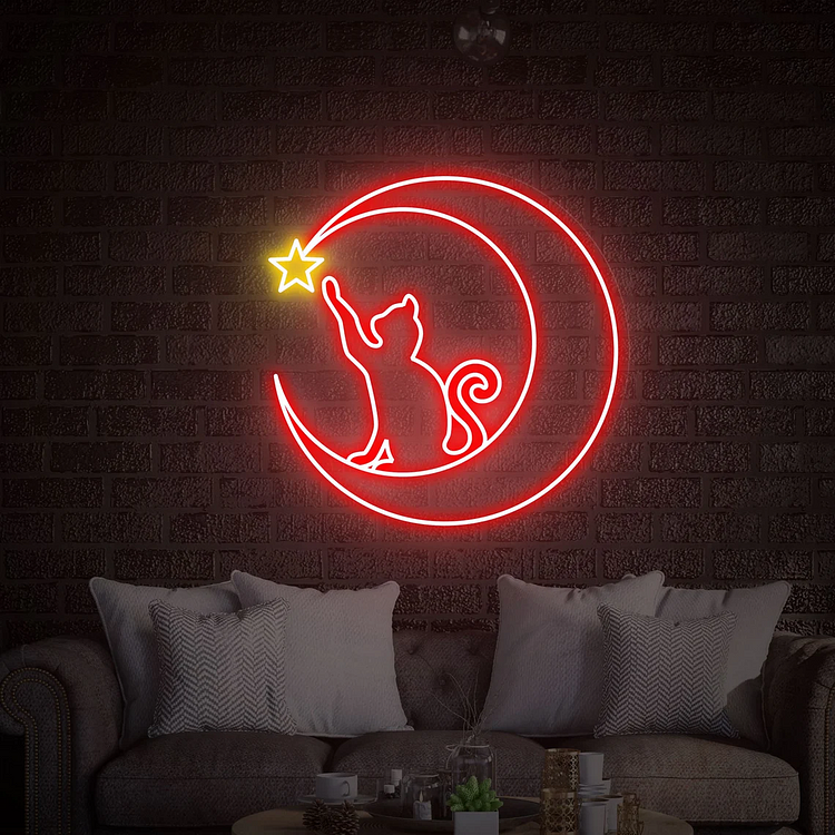 Anime Sailor Moon Luna Cat Bedroom Game Room Living Room Wall Decor Art LED Neon Sign Graduation gifts Neon Sign