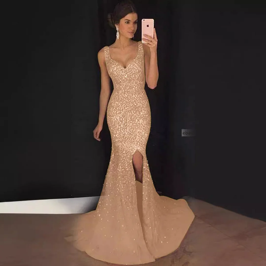 Uveng Uveng New Women's Clothing Wish Dunhuang Sexy Deep V Sling Dress Body-Body Slings Showing Thin Dress