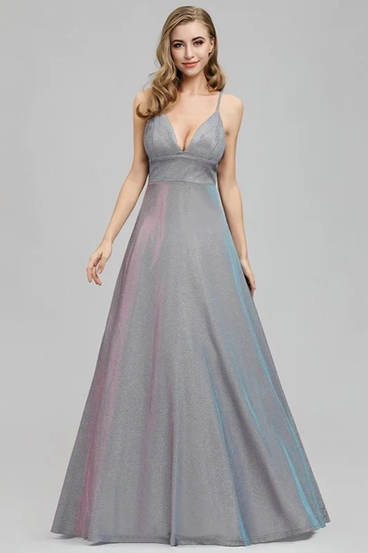 Sparkle V-Neck Sleeveless Long Evening Prom Dress Online - lulusllly