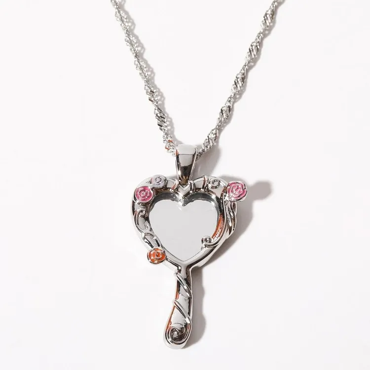 For Mom - I Love You Forever Roses Mirror Necklace