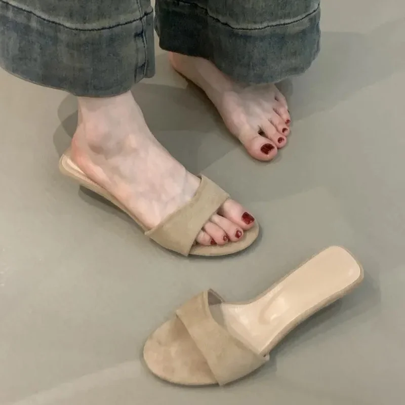 Breakj Breakj Velvet Noodles Small Slope And Dew Slippery Slippers Women Wear Comfortable Soft Soles Pedal Cool Slippers