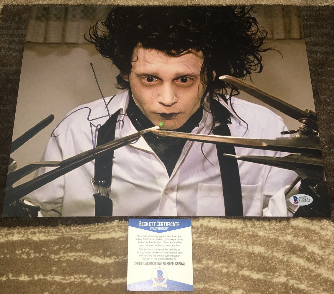 JOHNNY DEPP SIGNED AUTOGRAPH EDWARD SCISSORHANDS 11x14 Photo Poster painting w/BECKETT BAS COA