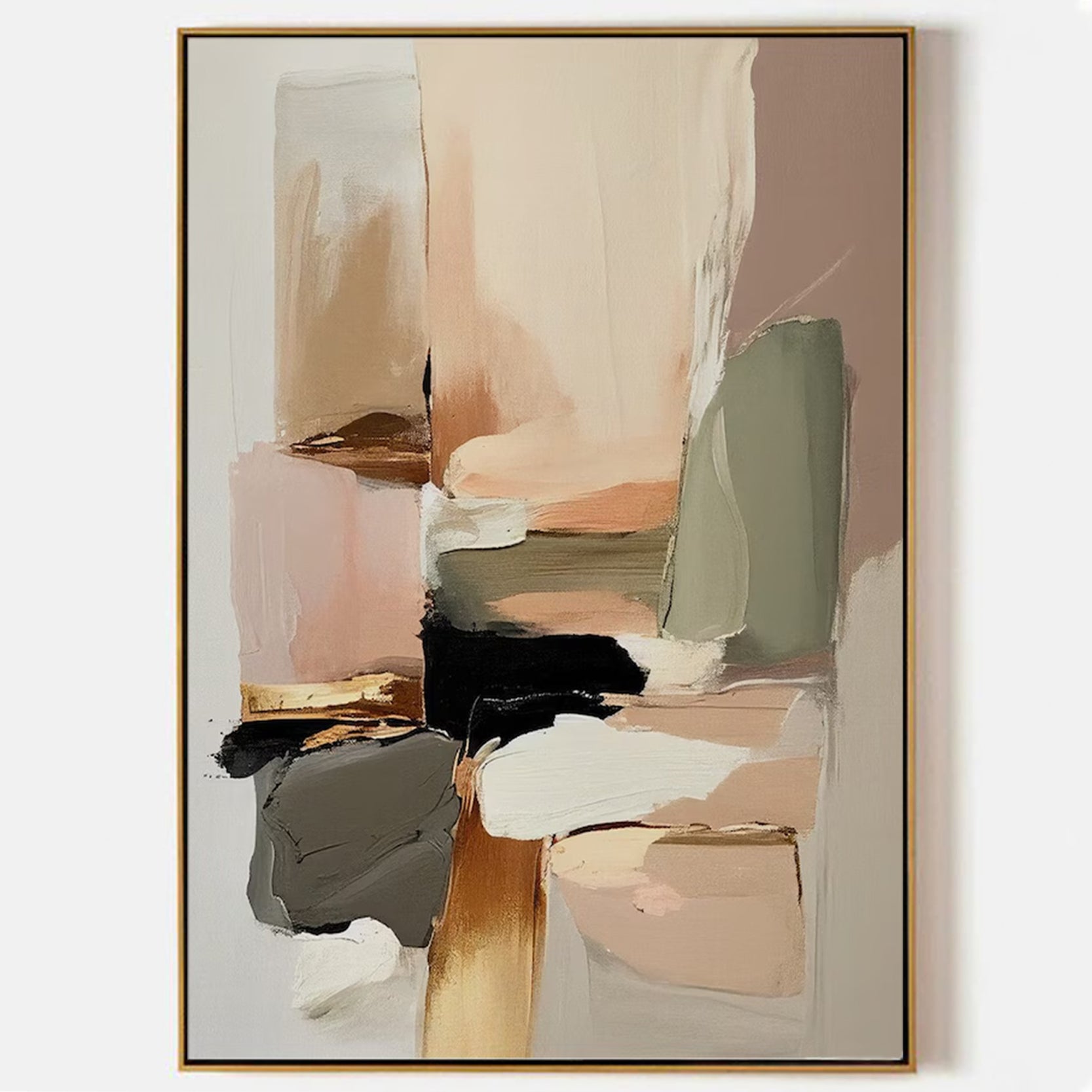 Arabelart Framed Canvas Print Blush Pink Gold Modern Minimalist Art Contemporary Wall Decor AR1483
