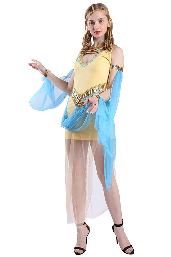 Sexy Women's Queen Of Nile Cleopatra Costume Yellow-elleschic