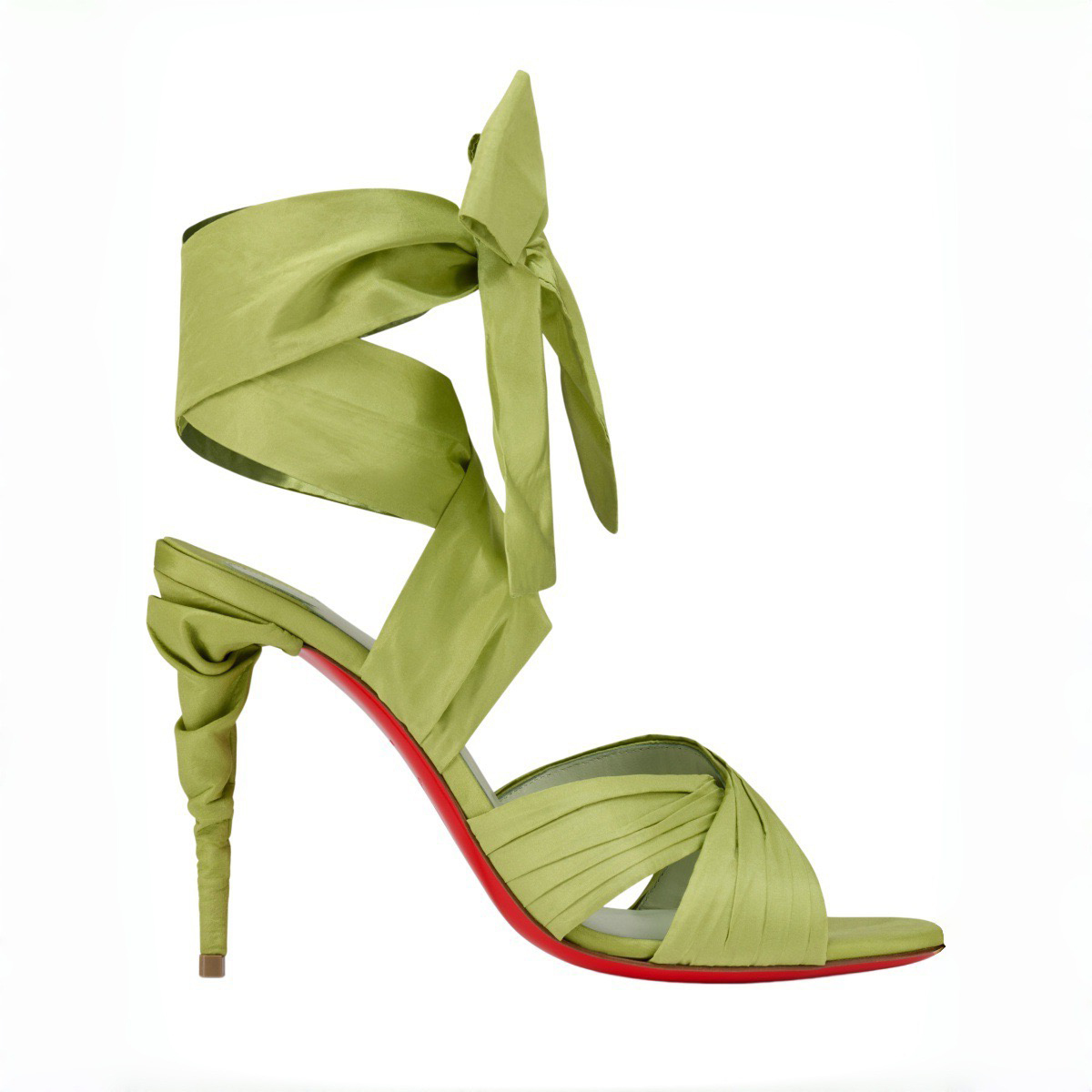 100mm Bow‑Knot Ankle Strap Open‑Toe Stiletto Heeled Sandals Red Bottom  Party Banquet Dress Shoes-MERUMOTE