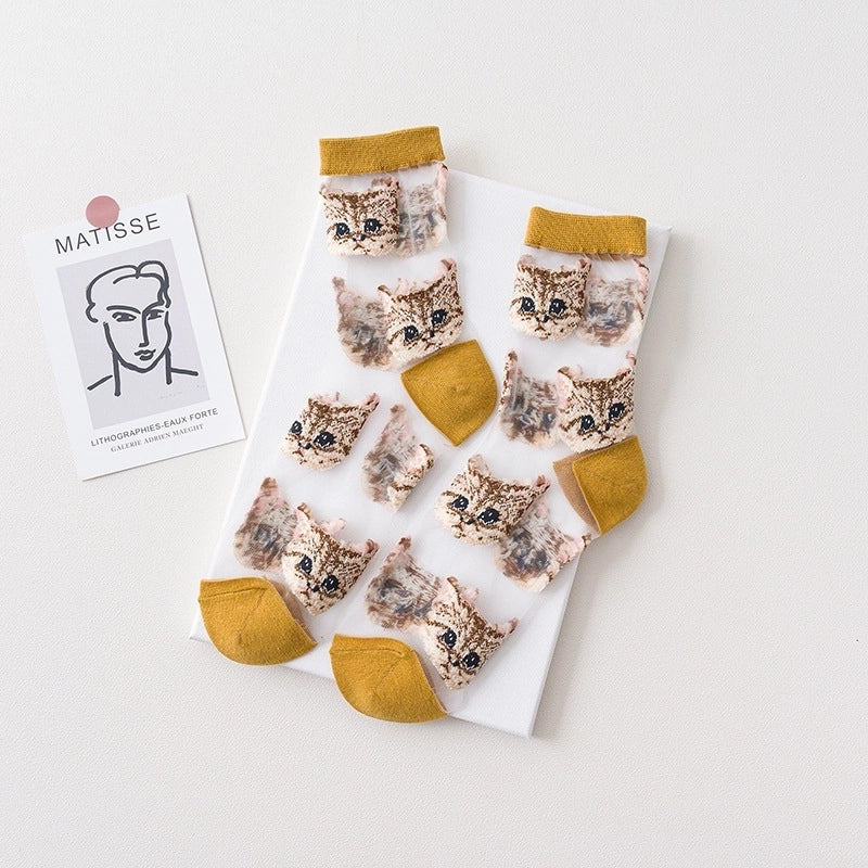 Women’s Fashion Cat Cotton Crew Socks