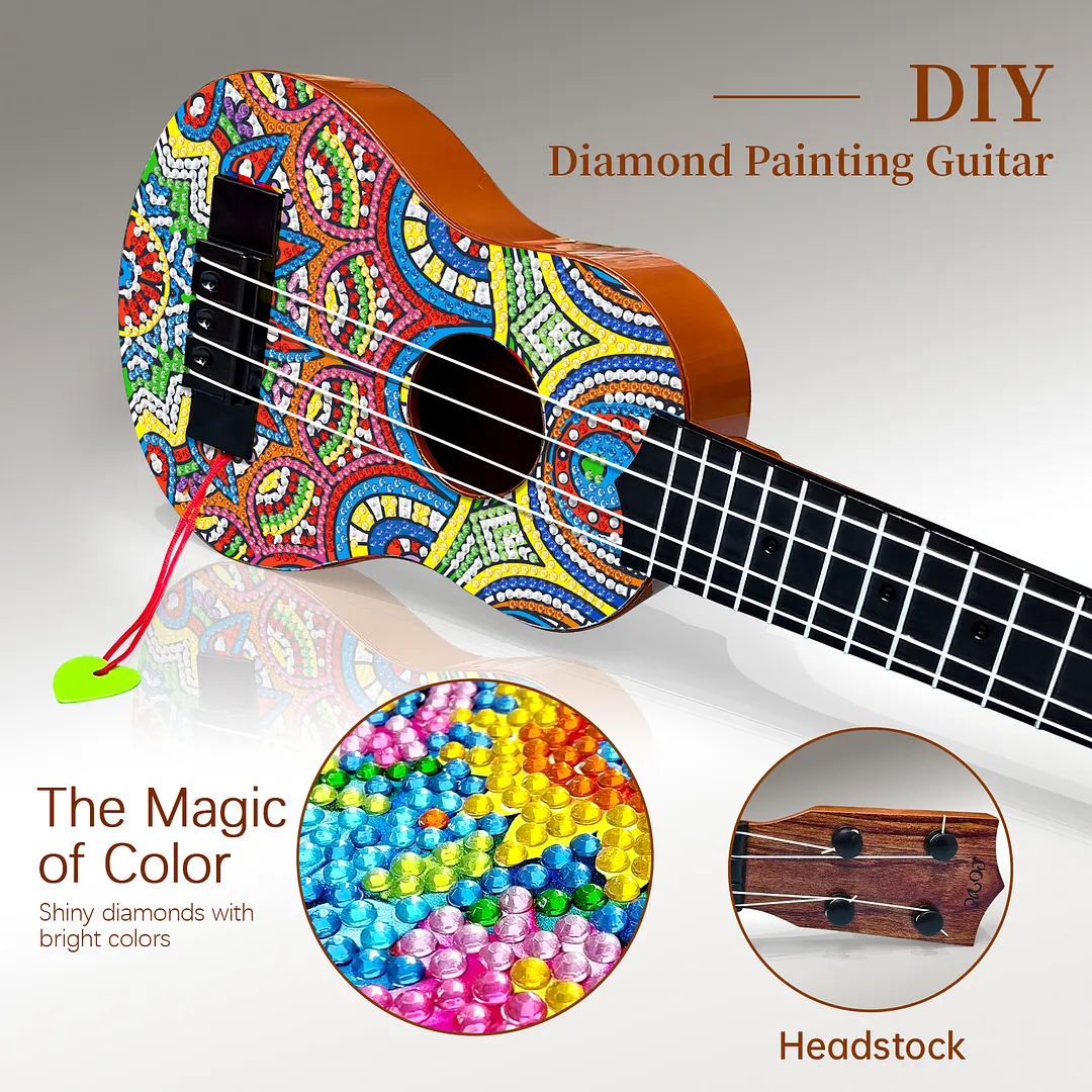 DIY Wooden Guitar Diamond Art Ornament Unique Gifts for Musicians (Mandala)