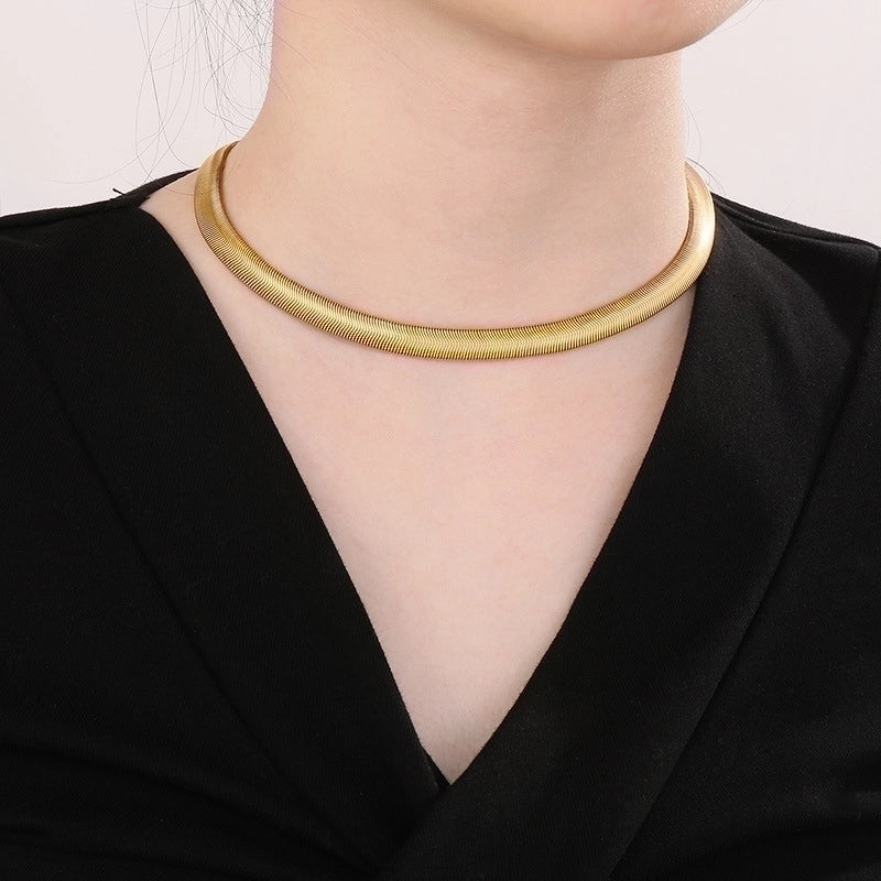 Streetwear Solid Color Titanium Steel 18K Gold Plated Plating Chain Necklace