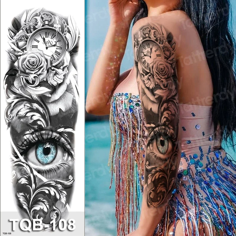 large temporary tattoos women thigh leg tattoo sleeve pattern waterproof tatoo sticker body art sexy tatoo fake water sheet