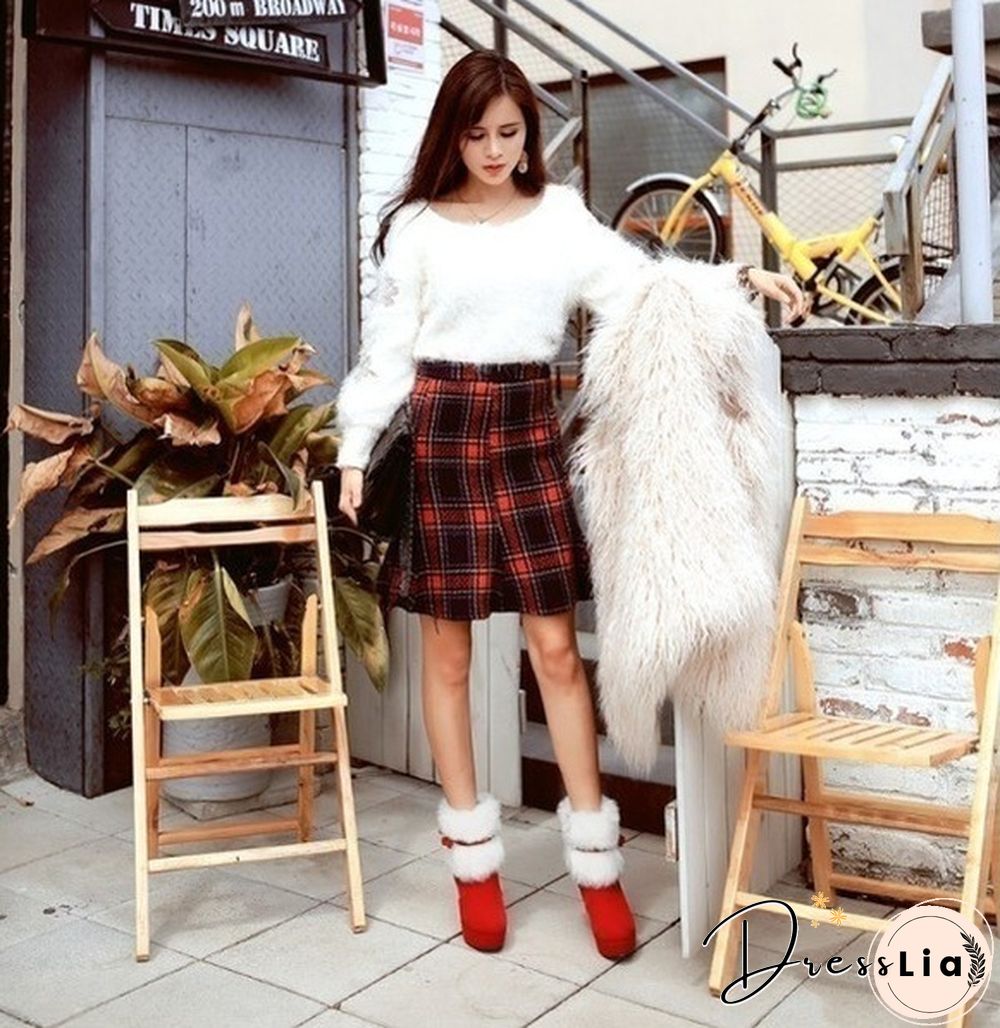 Brand New Women Winter Boots High-heeled Ankle Boots Suede Fur Booties For Casual/Party/Christmas Dress Black Red Colors
