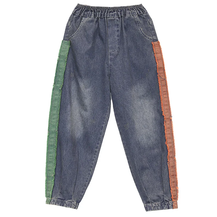 Vintage Color Blocking Patch Jeans - yankia