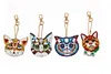 4pcs DIY Cat Full Drill Special Shaped Diamond Painting Keychains Gifts