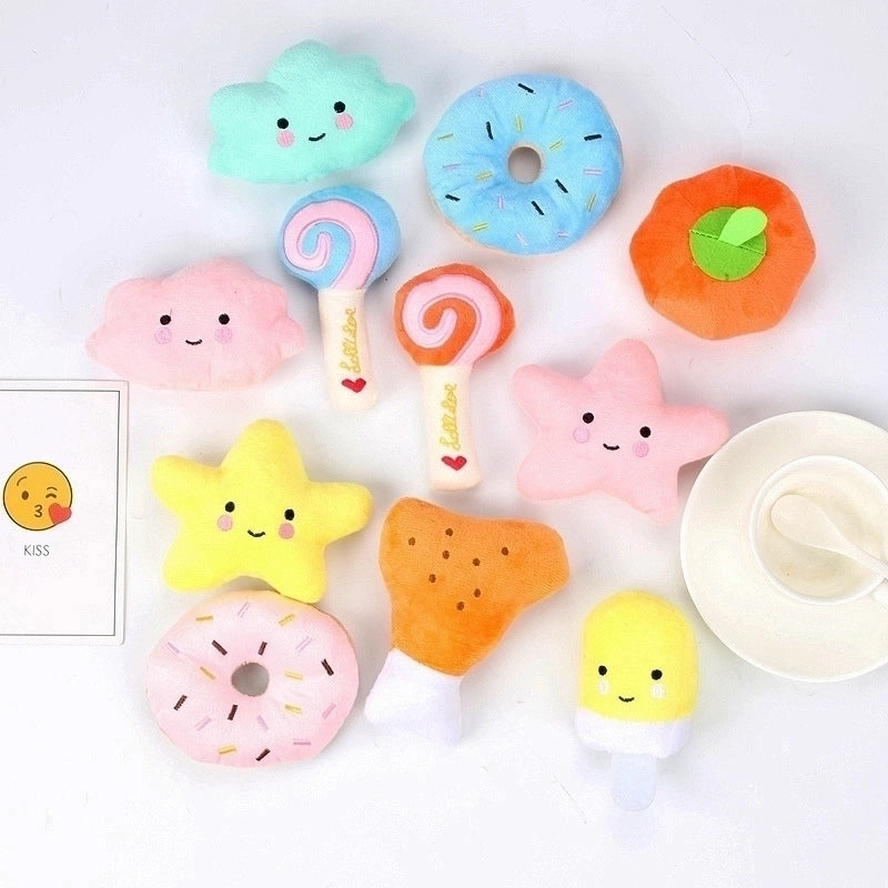 Simple Multi-color Fruit Cartoon Animal Shape Bite Resistant Vocal Pet Toy