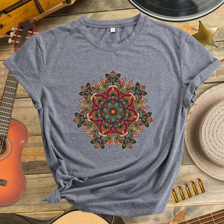 Colorful Snowflake Pattern Casual Round Neck T-shirt-Annaletters