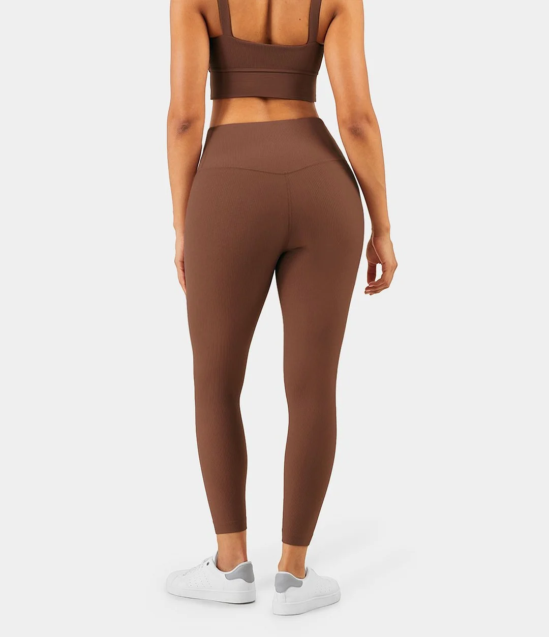 High Waisted Seamless Ribbed-Knit 7/8 Leggings