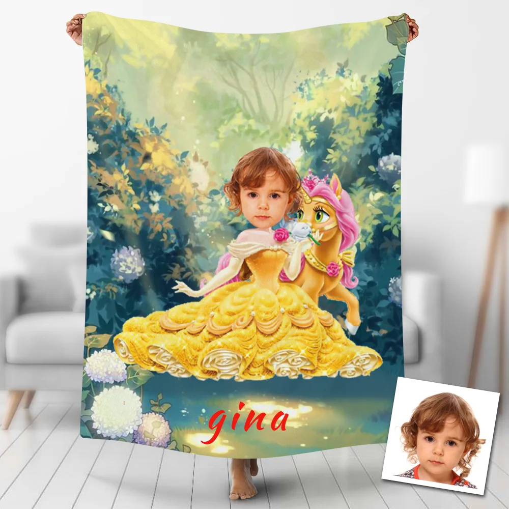 Custom Blankets Personalized Bella Princess And Unicorn Blanket